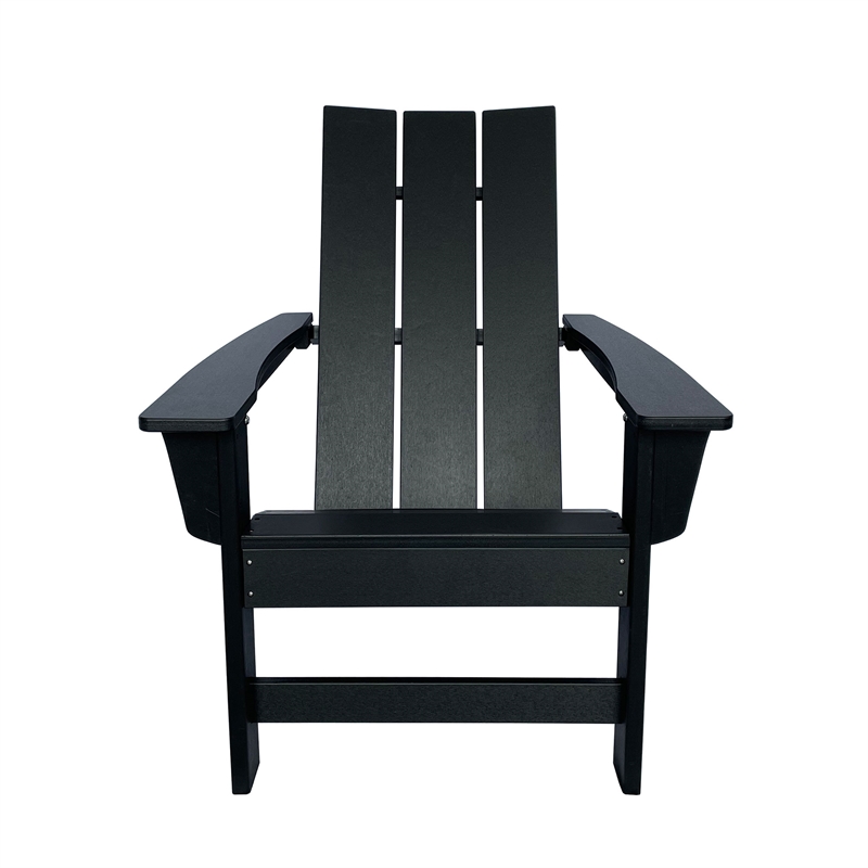 Shine Company Modern Resin All-Weather Patio Porch Adirondack Chair in Black