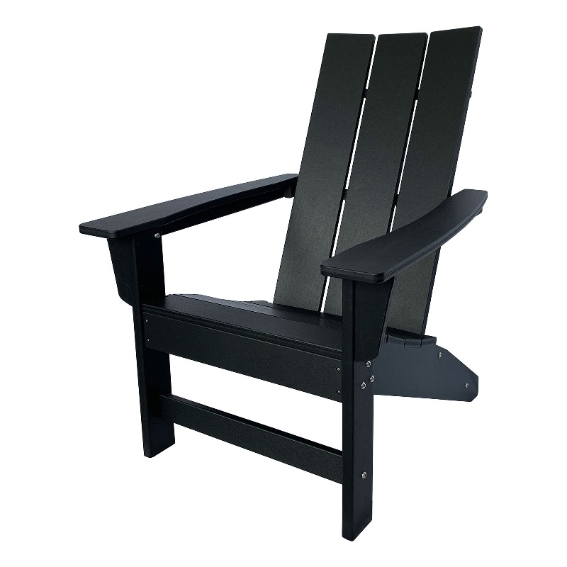 Shine Company Modern Resin All-Weather Patio Porch Adirondack Chair in Black