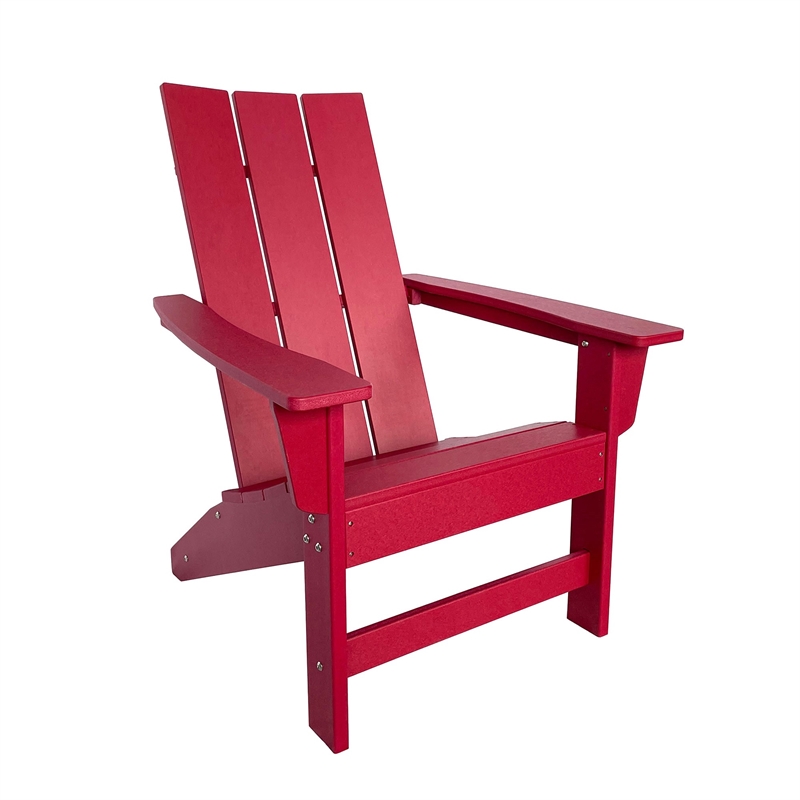 Shine Company Modern Resin All-Weather Patio Porch Adirondack Chair in Red