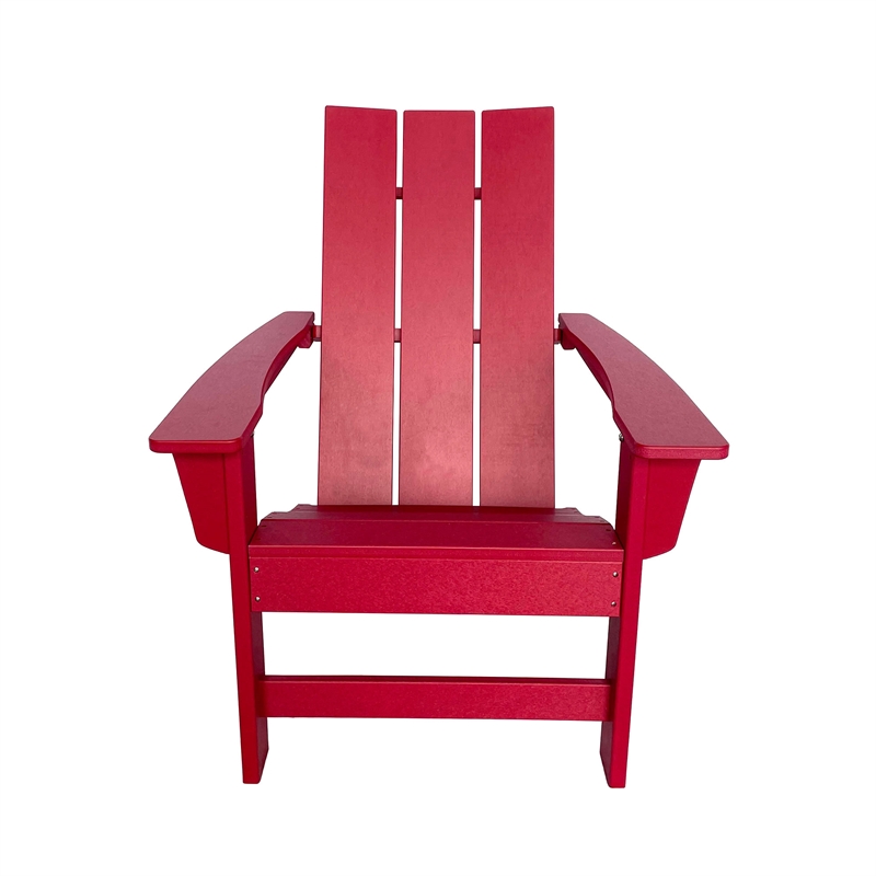 Shine Company Modern Resin All-Weather Patio Porch Adirondack Chair in Red