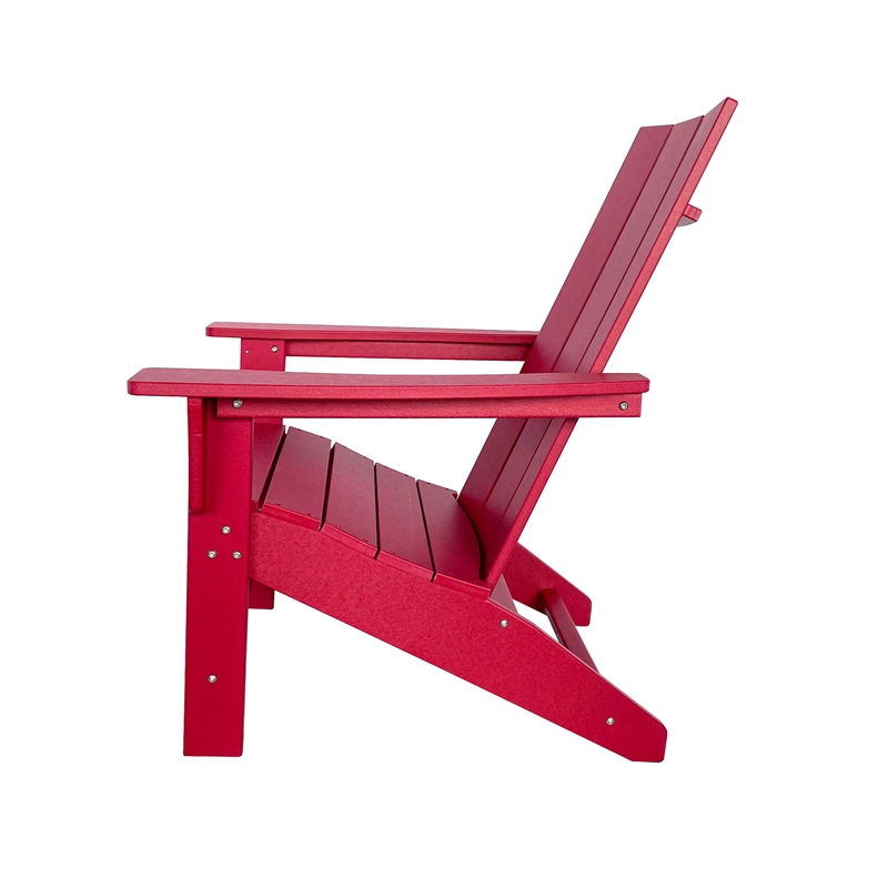 Shine Company Modern Resin All-Weather Patio Porch Adirondack Chair in Red