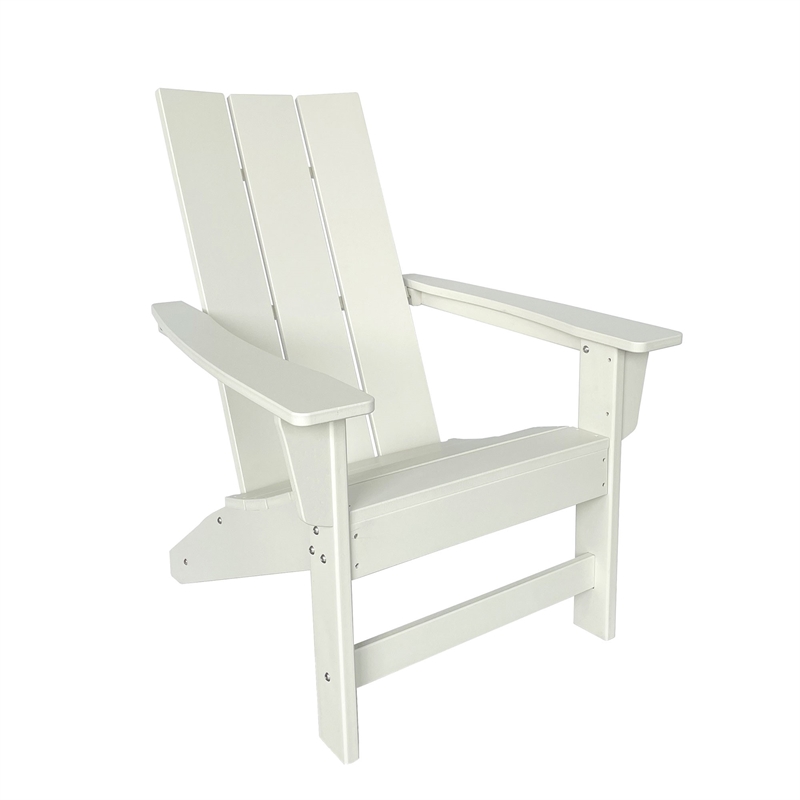 Shine Company Modern Resin All-Weather Patio Porch Adirondack Chair in White