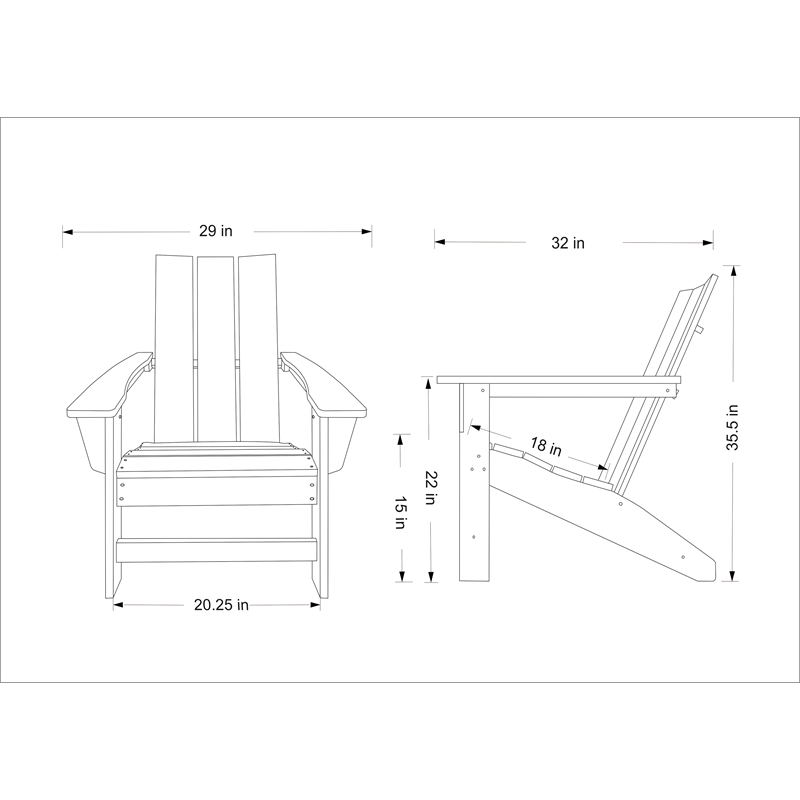 Shine Company Modern Resin All-Weather Patio Porch Adirondack Chair in White