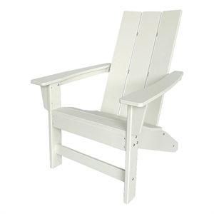Shine Company Modern Resin All-Weather Patio Porch Adirondack Chair in White