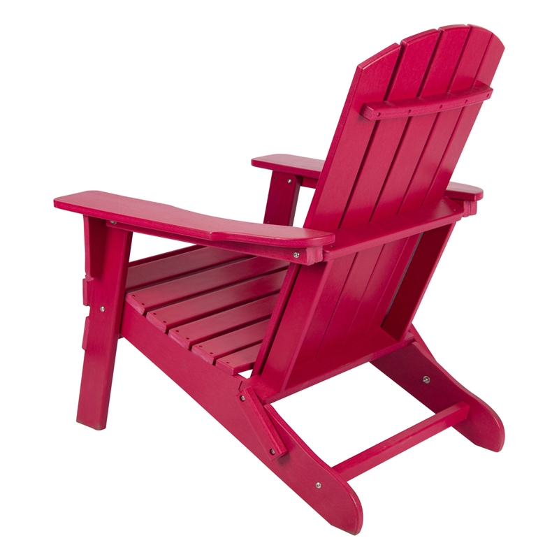 Shine Company All-Weather Resin Patio Porch Folding Adirondack Chair in Red