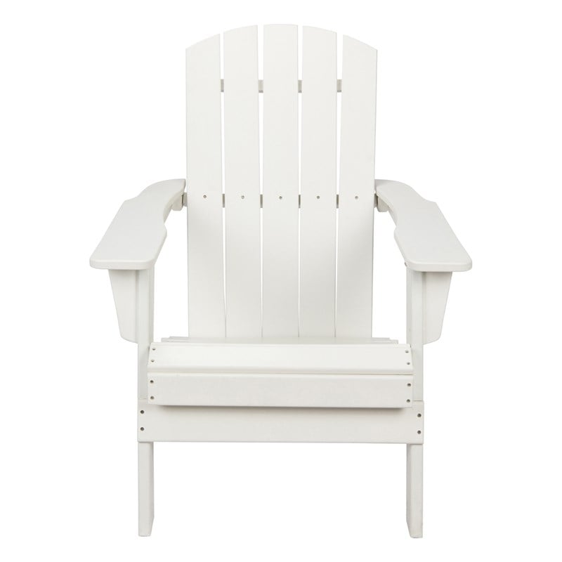 Shine Company All-Weather Resin Patio Porch Folding Adirondack Chair in White