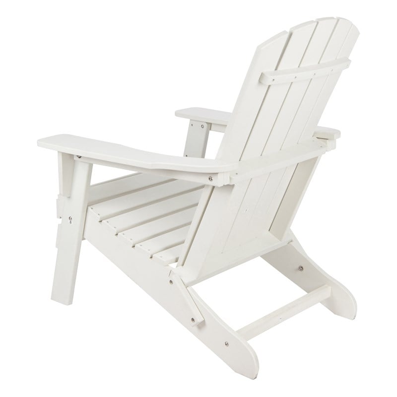 Shine Company All-Weather Resin Patio Porch Folding Adirondack Chair in White