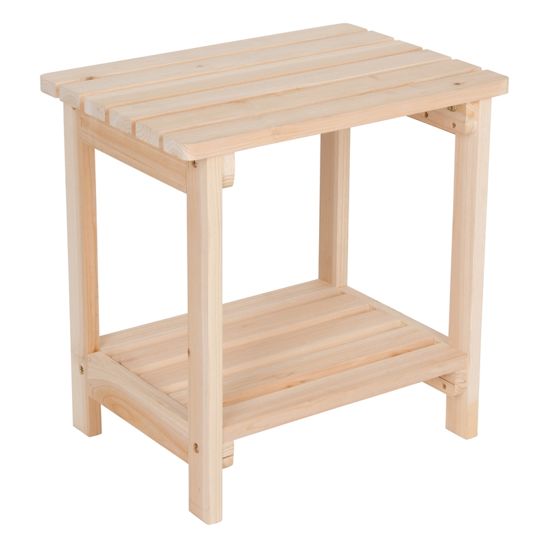 Shine Company Rectangular Wood End Table Indoor/Outdoor Side Table in Beige