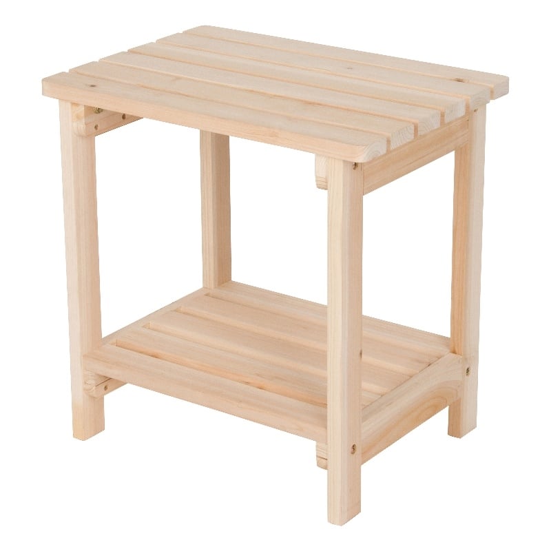 Shine Company Rectangular Wood End Table Indoor/Outdoor Side Table in Beige