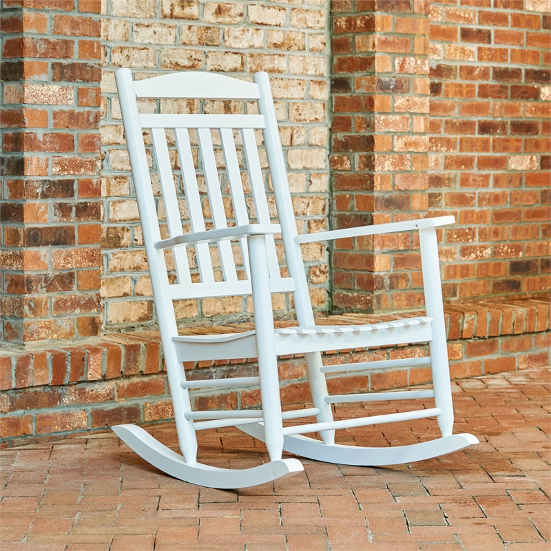 Shine Company Traditional Hardwood Indoor/Outdoor Porch Rocker in White