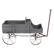 Shine Company Large Cedar Wood Decorative Buckboard Wagon Planter in Gray