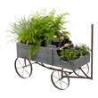 Shine Company Large Cedar Wood Decorative Buckboard Wagon Planter in Gray