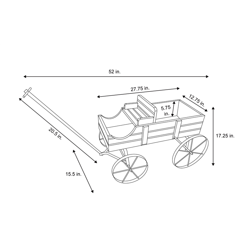 Shine Company Large Cedar Wood Decorative Buckboard Wagon Planter in Red