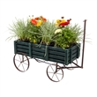 Shine Company Transitional Cedar Wood Decorative Wagon Garden Planter in Green