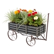 Shine Company Transitional Cedar Wood Decorative Wagon Garden Planter in Gray