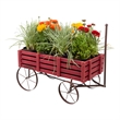 Shine Company Transitional Cedar Wood Decorative Wagon Garden Planter in Red