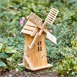Shine Company Transitional Cedar Wood Decorative Wooden Windmill in Beige