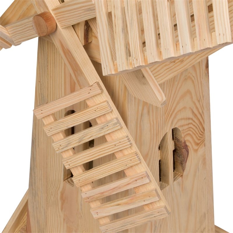 Shine Company Transitional Cedar Wood Decorative Wooden Windmill in Beige