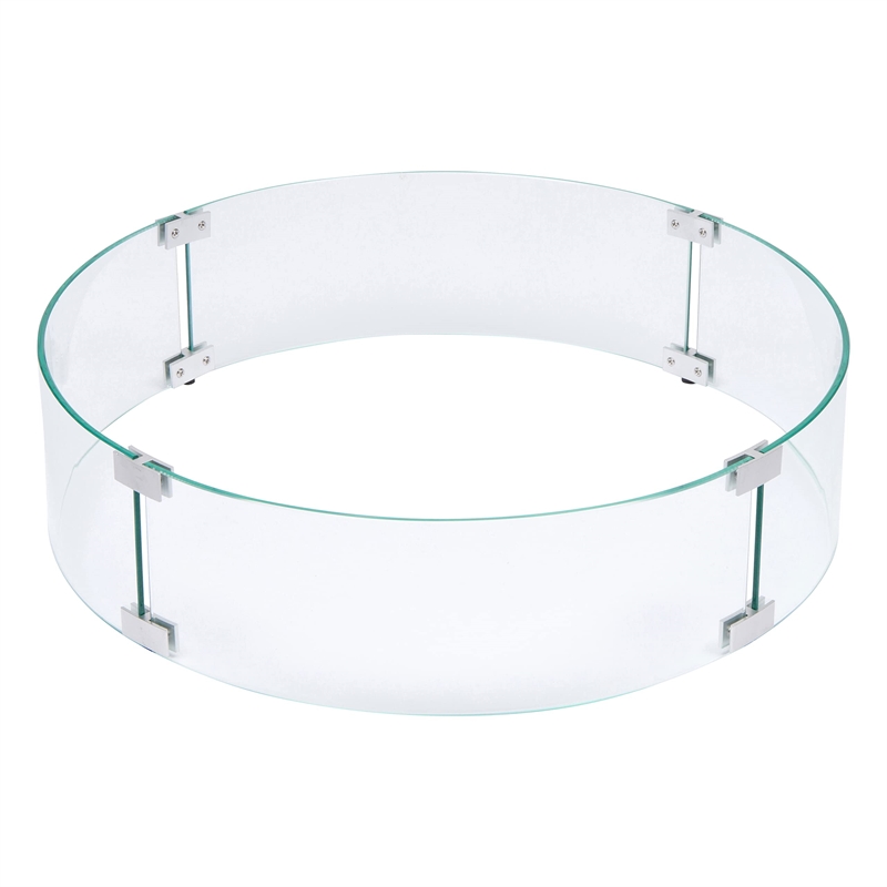 Shine Company Round Traditional Tempered Glass Firepit Wind Guard in Green