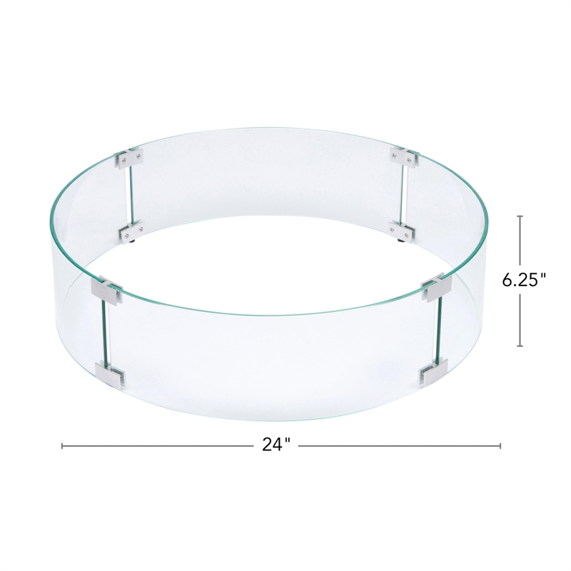 Shine Company Round Traditional Tempered Glass Firepit Wind Guard in Green