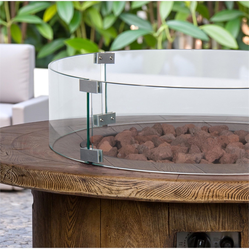 Shine Company Round Traditional Tempered Glass Firepit Wind Guard in Green