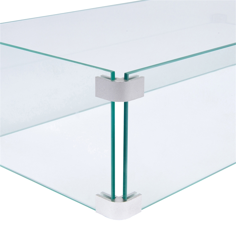 Shine Company Rectangular Traditional Tempered Glass Firepit Wind Guard in Green