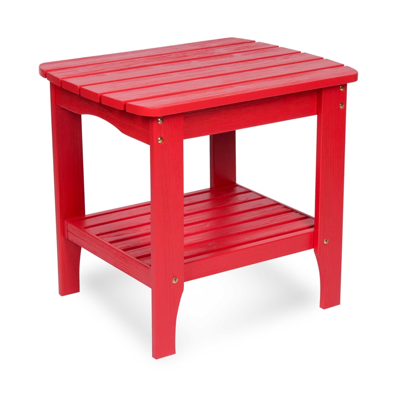 Shine Company Rectangular Traditional Wood Indoor/Outdoor Side Table in Red