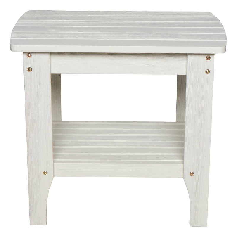 Shine Company Rectangular Traditional Wood Indoor/Outdoor Side Table in White