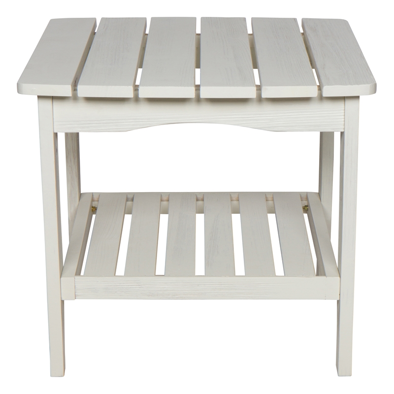 Shine Company Rectangular Traditional Wood Indoor/Outdoor Side Table in White
