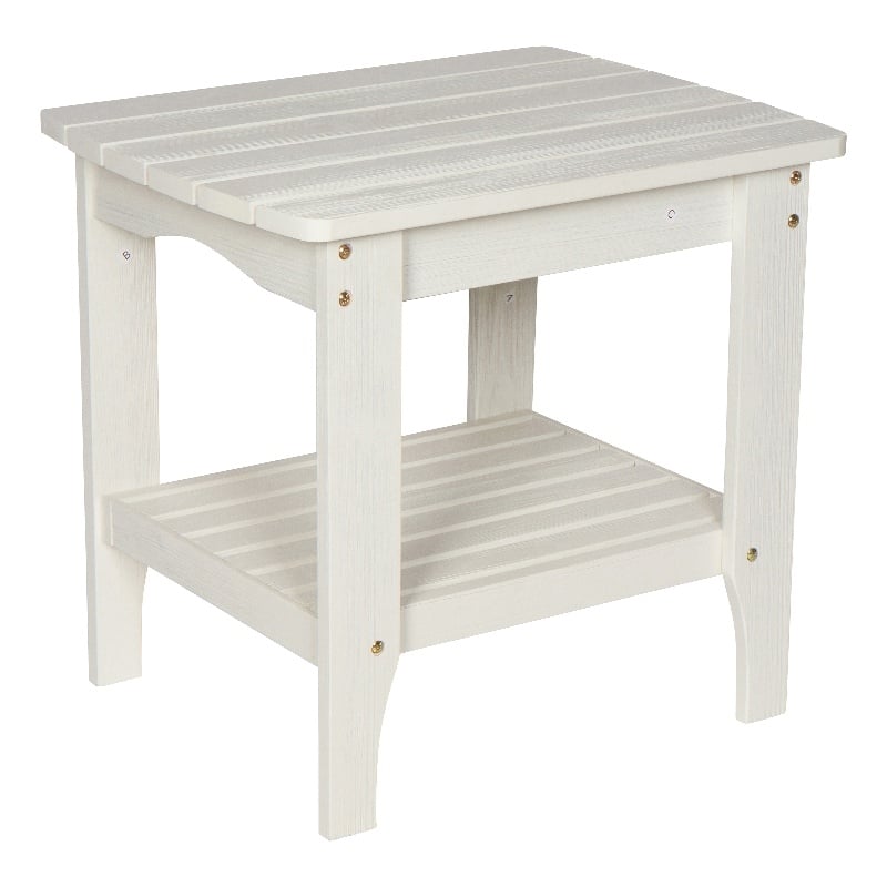 Shine Company Rectangular Traditional Wood Indoor/Outdoor Side Table in White