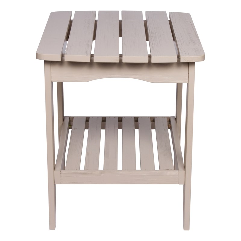Shine Company Rectangular Traditional Wood Indoor/Outdoor Side Table in Gray