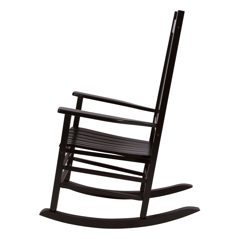 Shine Company Traditional Hardwood Indoor/Outdoor Patio Porch Rocker in Black