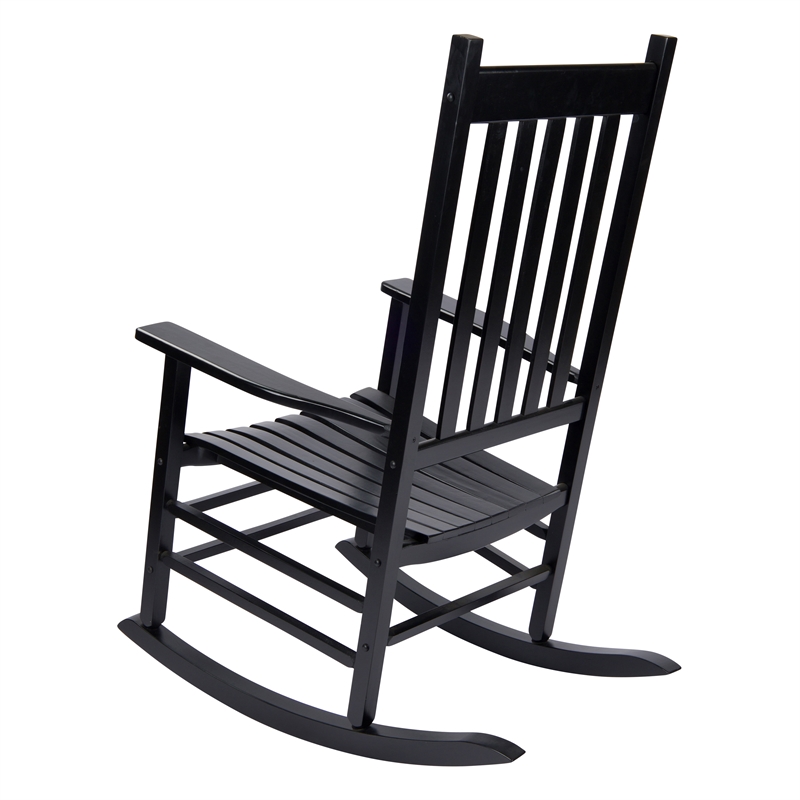 Shine Company Traditional Hardwood Indoor/Outdoor Patio Porch Rocker in Black