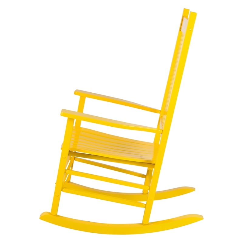Shine Company Traditional Hardwood Indoor/Outdoor Patio Porch Rocker in Yellow