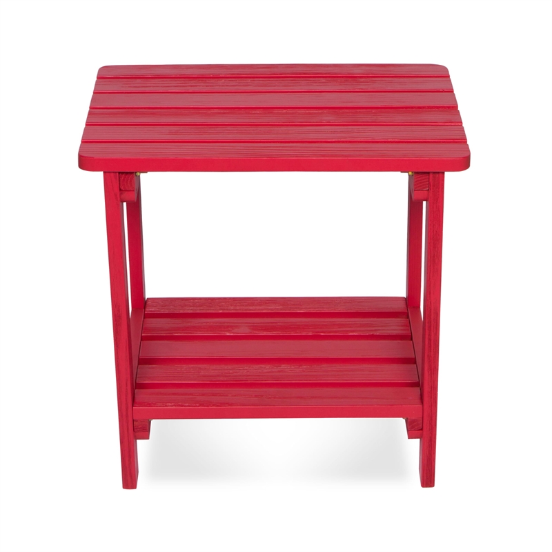 Shine Company Rectangular Traditional Wooden Indoor/Outdoor Side Table in Red