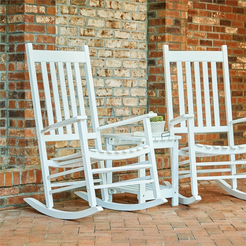 Shine Company Traditional Hardwood Indoor/Outdoor Patio Porch Rocker in White