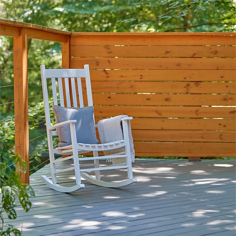 Shine Company Traditional Hardwood Indoor/Outdoor Patio Porch Rocker in White