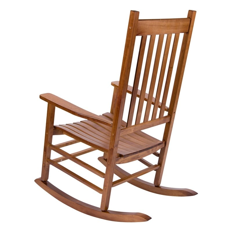 Shine Company Traditional Hardwood Indoor/Outdoor Porch Rocker in Brown