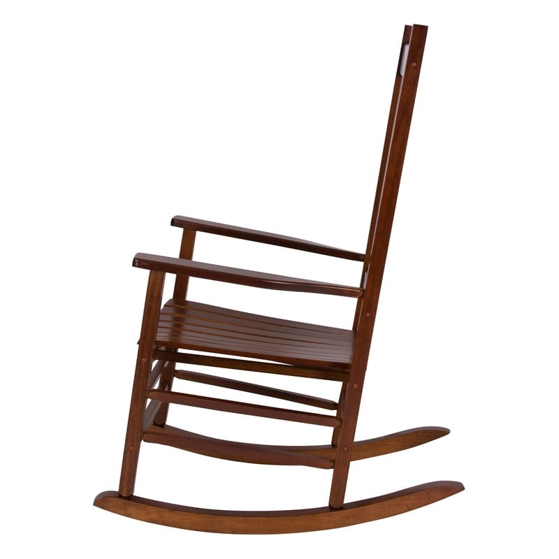 Shine Company Traditional Hardwood Indoor/Outdoor Porch Rocker in Brown