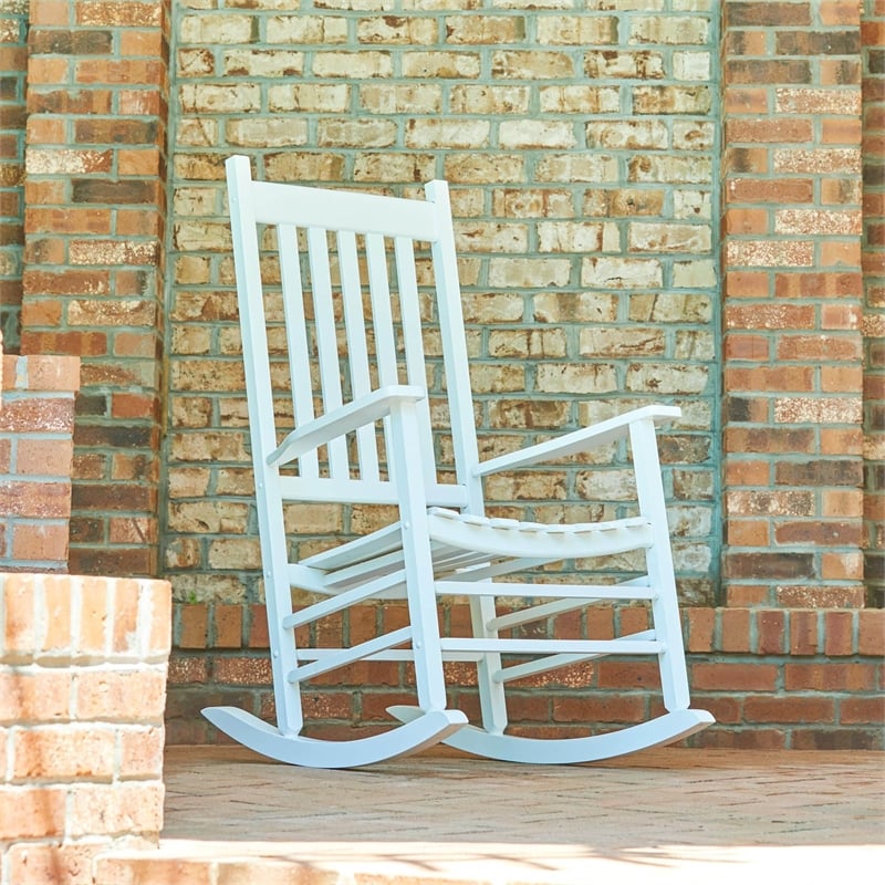 Shine Company Traditional Hardwood Indoor/Outdoor Porch Rocker in White
