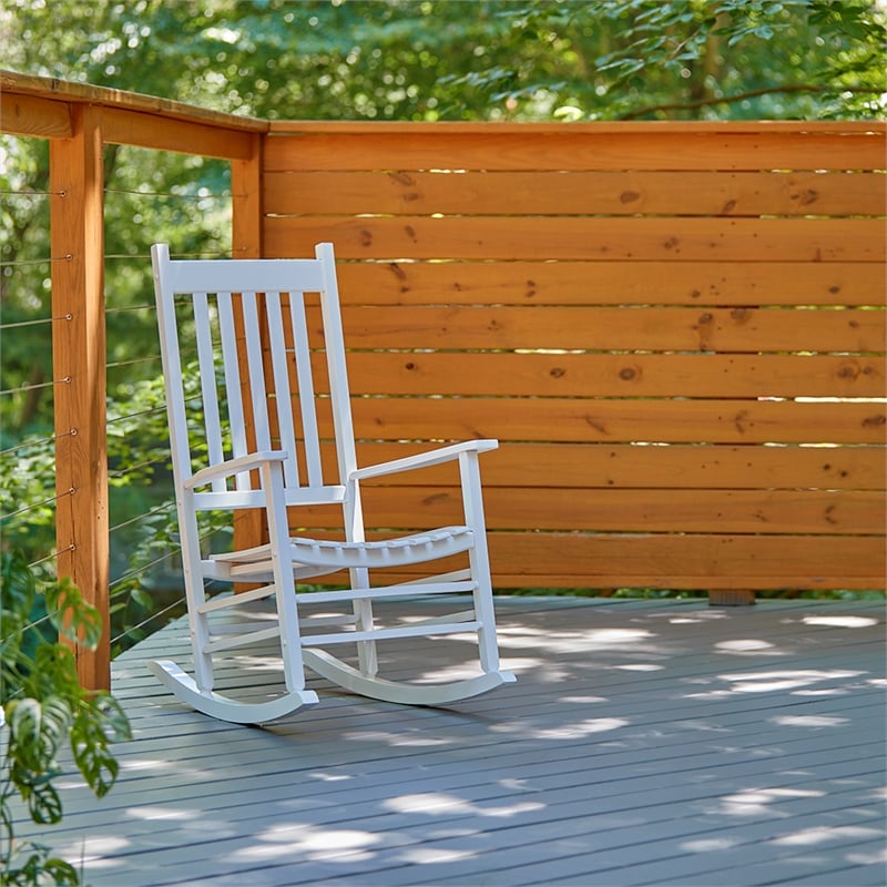 Shine Company Traditional Hardwood Indoor/Outdoor Porch Rocker in White