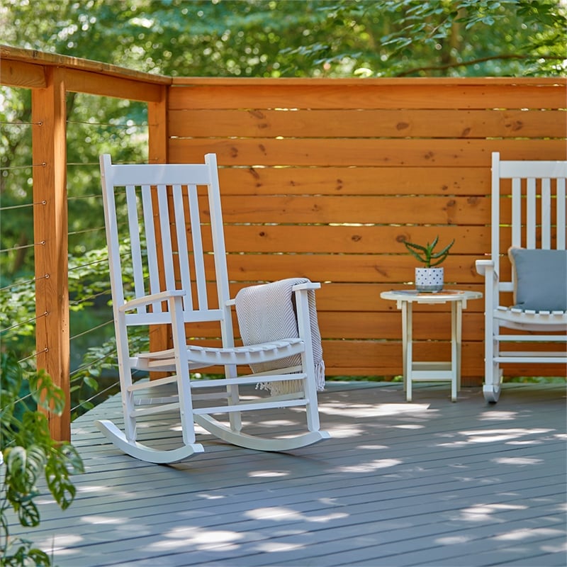 Shine Company Traditional Hardwood Indoor/Outdoor Porch Rocker in White