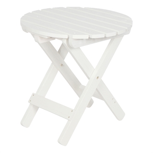 Shine Company Adirondack Round Cedar Wood Foldable Side Table in White