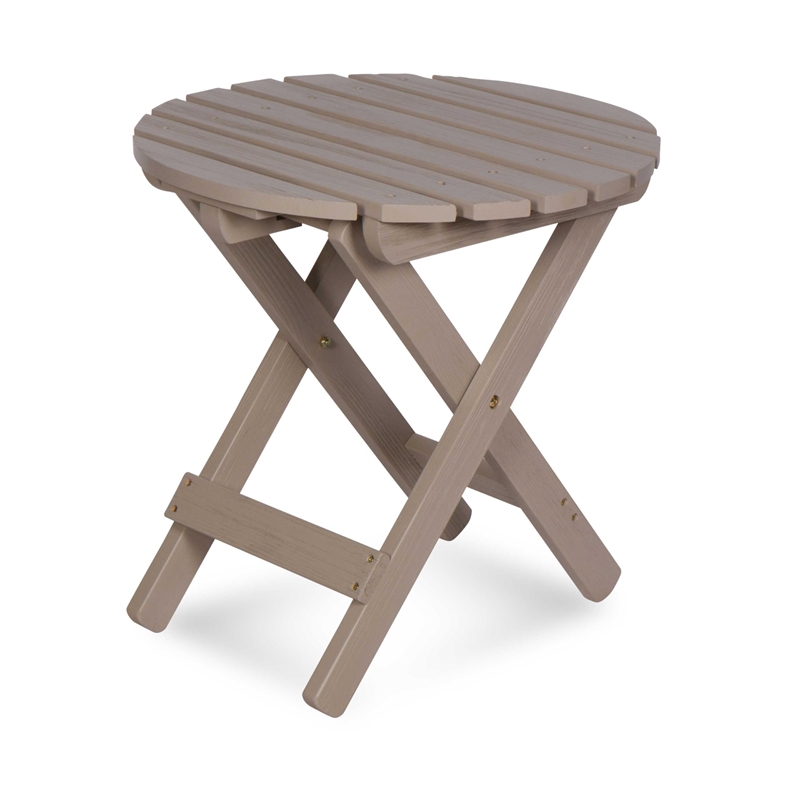 Shine Company Adirondack Round Cedar Wood Foldable Side Table in Gray