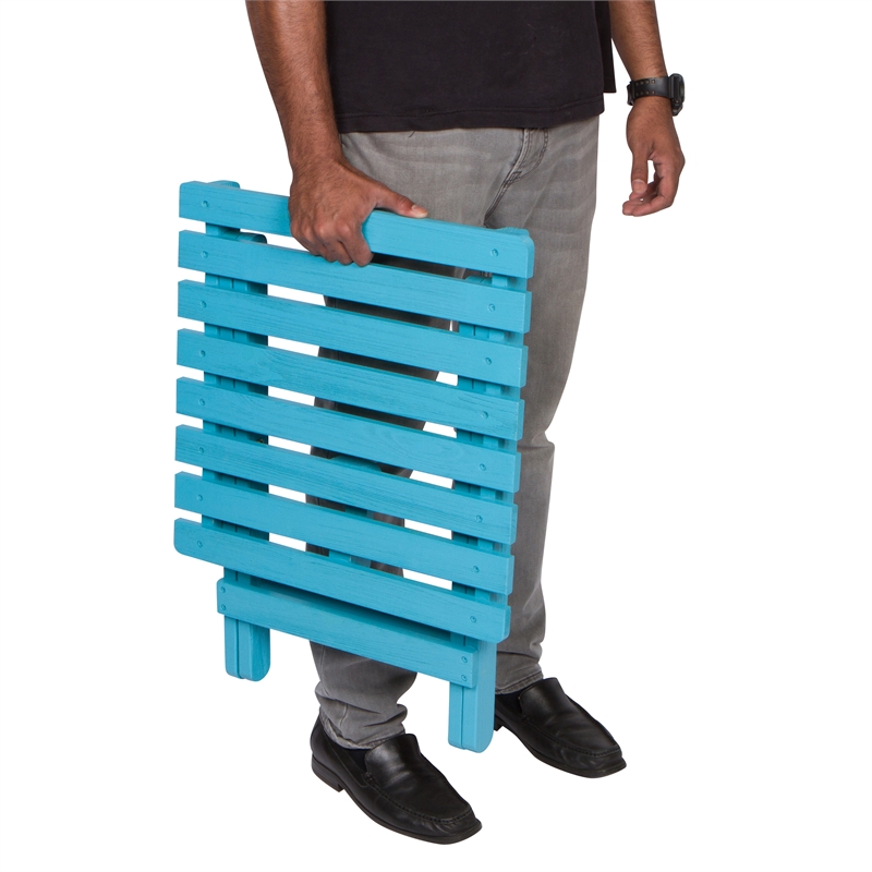 Shine Company Adirondack Square Cedar Wood Foldable Side Table in Blue