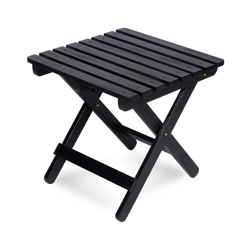 Shine Company Adirondack Square Cedar Wood Foldable Side Table in Black