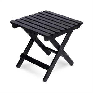Shine Company Adirondack Square Cedar Wood Foldable Side Table in Black
