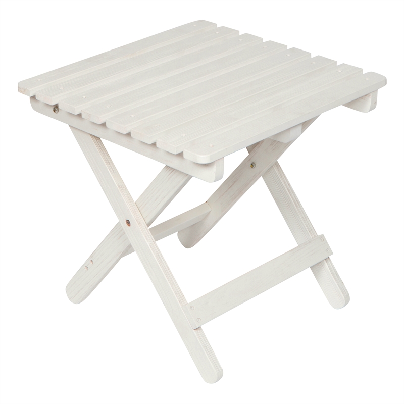 Shine Company Adirondack Square Cedar Wood Foldable Side Table in White