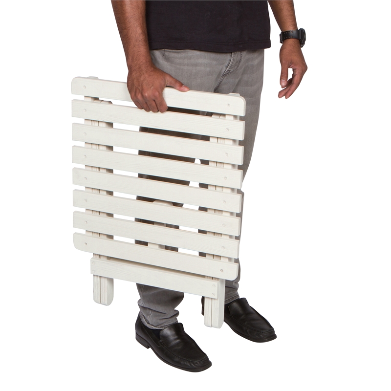 Shine Company Adirondack Square Cedar Wood Foldable Side Table in White
