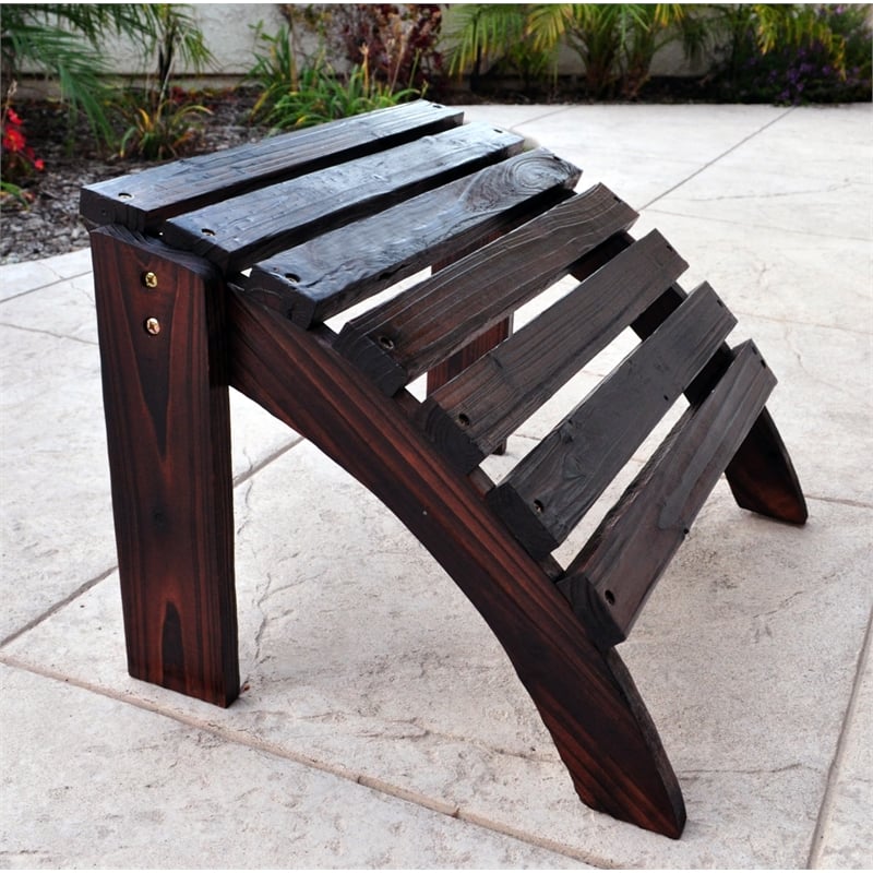 Shine Company Traditional Cedar Wood Adirondack Ottoman in Brown
